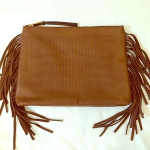 French Connection Brown Fringed Handbag Crossbody